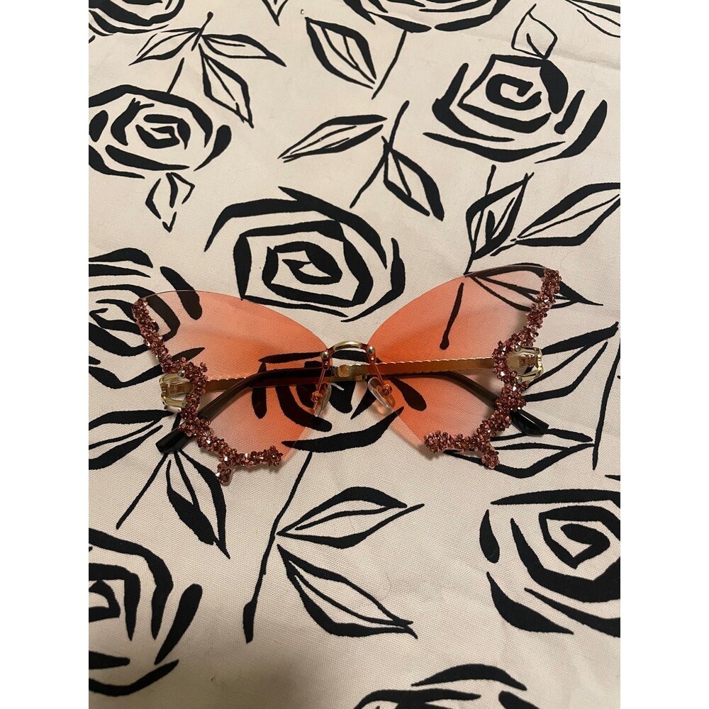 Luxury Diamond Butterfly Sunglasses Women Rimless Oversized sunglasses